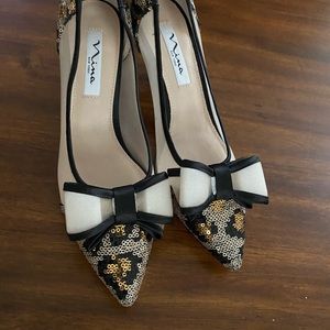 Nina New York - sequin cheetah print kitten heels - never worn - size 8